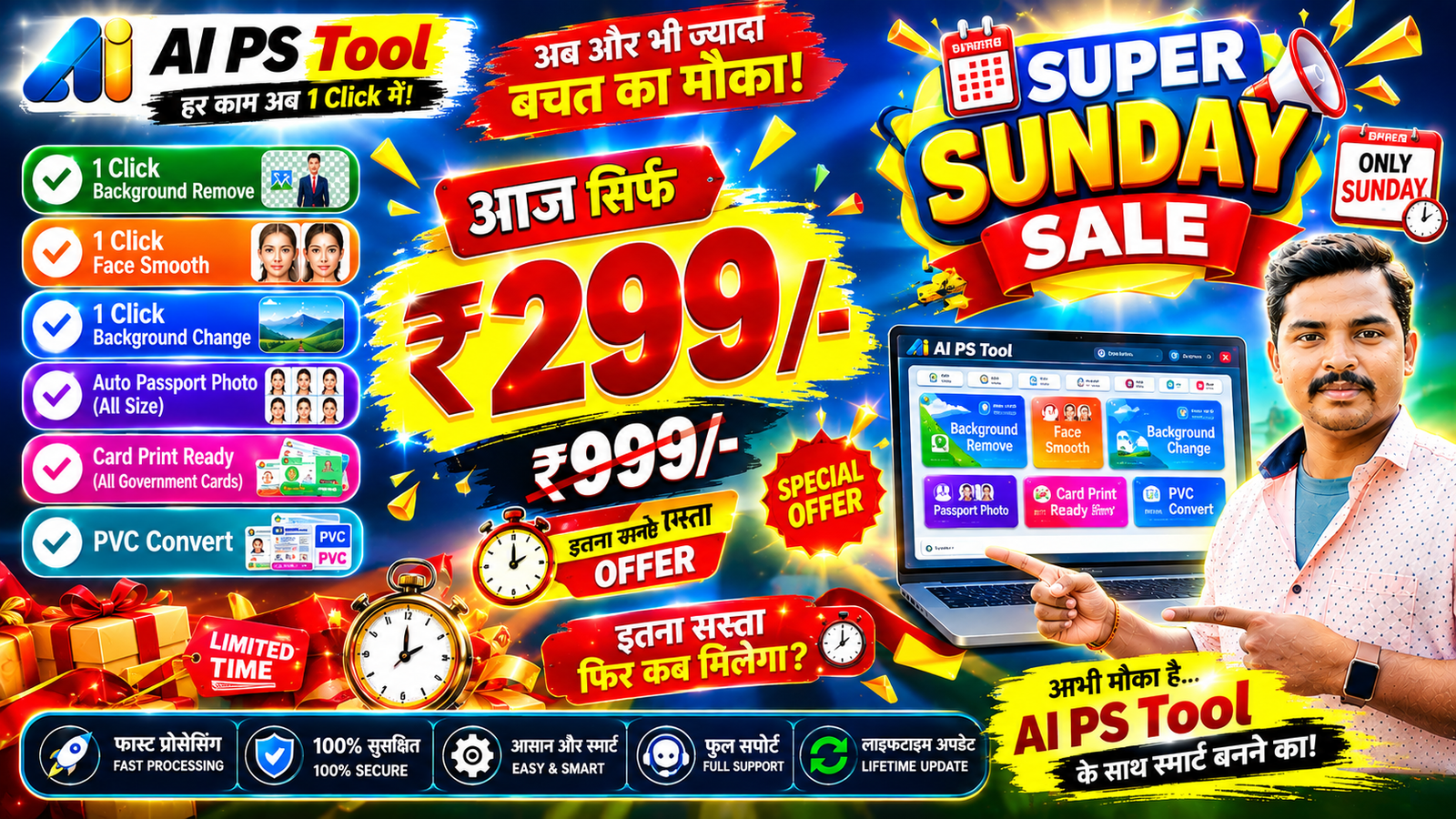 Auto Passport & ID Card Maker in Photoshop | AI PS Tool for CSC Centers | Super Sunday Sale